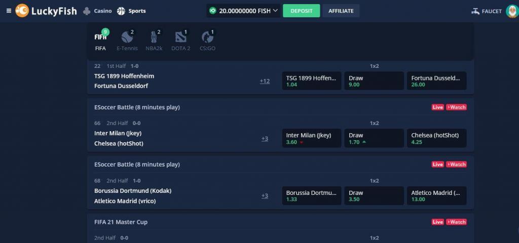 LuckyFish.io E-Sports betting.